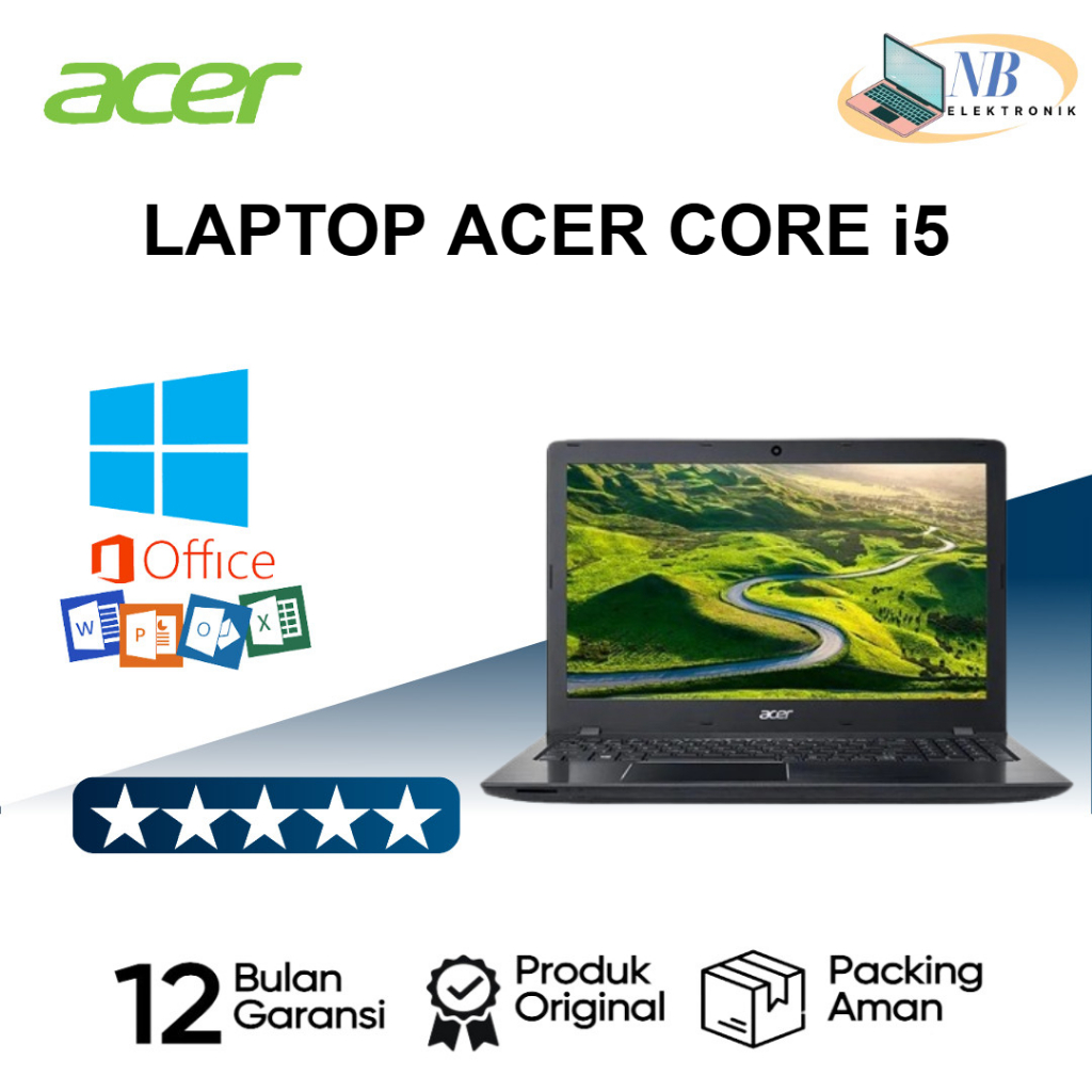 Laptop Acer Aspire Core i5-7200U Gen 7th Double Vga Windows / Free Office / Free Tas+Mouse