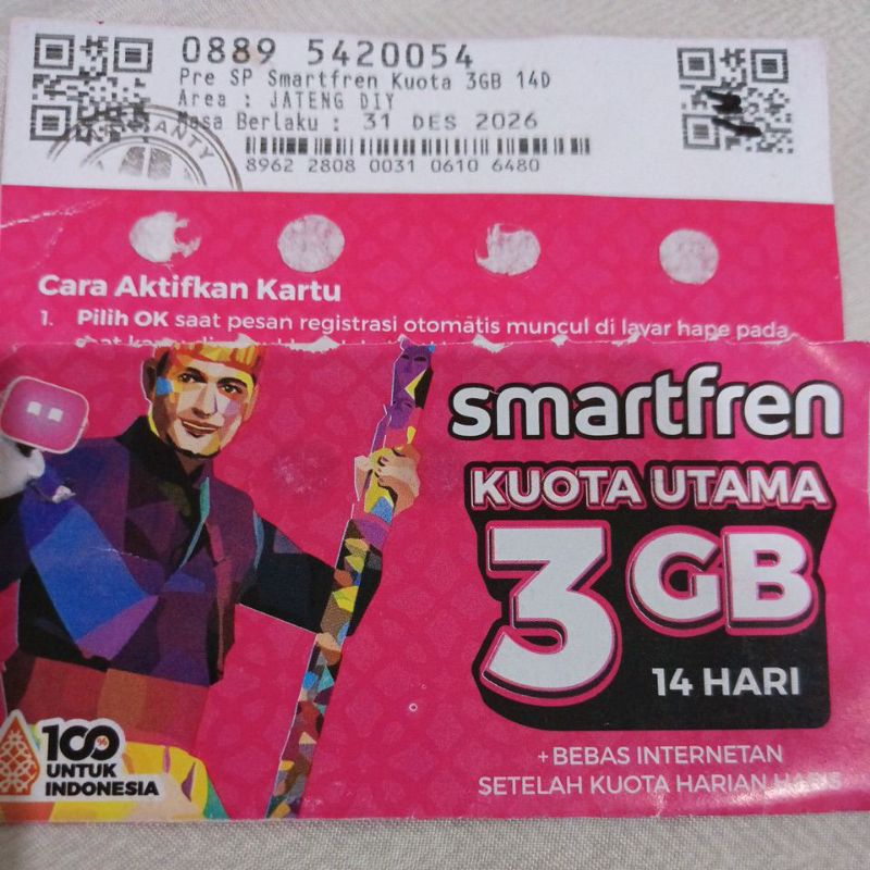 Kartu Perdana Smartfren 3GB+5GB siap pakai
