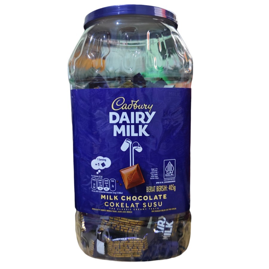 

Cokelat Cadbury Dairy Milk Toples 405g Halal Coklat