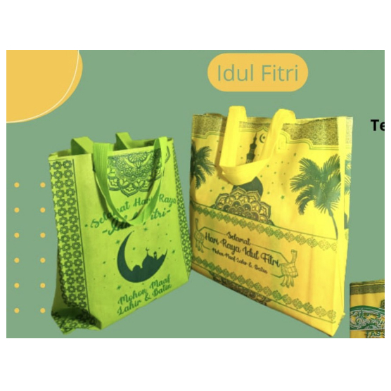 

Tas Tenteng Goodie Bag Spun bond Spunbond Idul Fitri Lebaran 30x40 cm Hijau