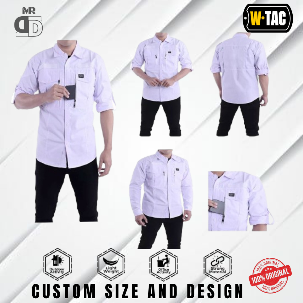 Kemeja Pria Tactical W-TAC Putih 100%ORIGINAL Lengan Panjang Baju Kantor Reskrim Outdoor Activities
