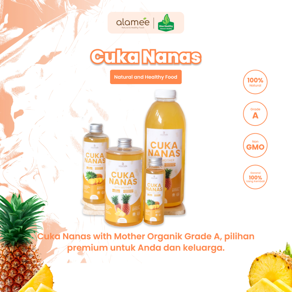 

ALAMEE Cuka Nanas Original Pineapple Cider Vinegar With Mother Organik All Variant