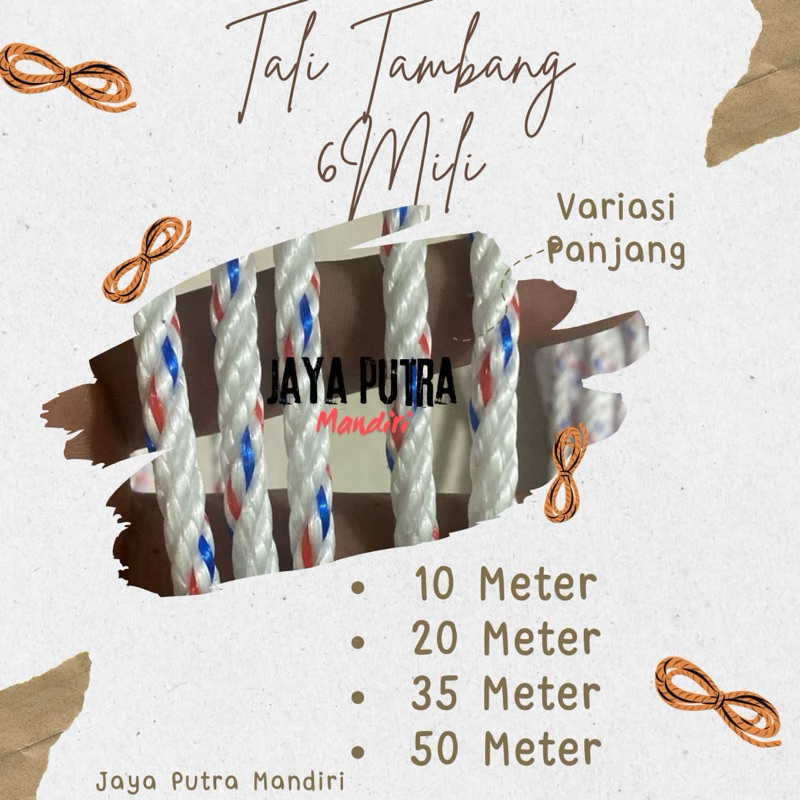 

TALI TAMBANG PLASTIK 6 MM 50 METER / TALI TAMBANG PPD / TALI 6 MM 50 METER / TALI TAMBANG 50 METER 6MM