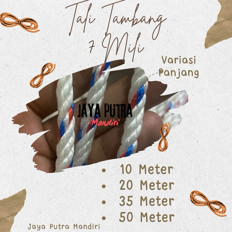 

TALI TAMBANG PLASTIK 7 MM 50 METER / TALI TAMBANG 7 MM ECERAN / TALI TAMBANG KILOAN.