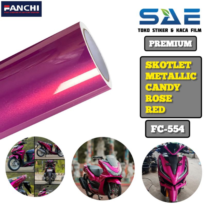 Sticker Fanchi Skotlet Pink Magenta Merah Muda Metallic Candy Berperekat Premium Original L-50Cm