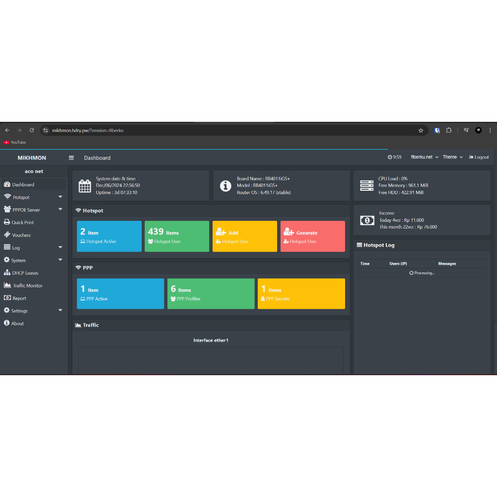 mikhmon online pppoe plus hotspot