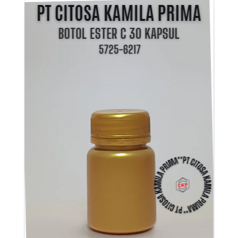 Ester C 30 Kapsul Emas Hdpe / Botol Obat / Botol Ester C 30 Kapsul Emas / Botol Obat Kosong