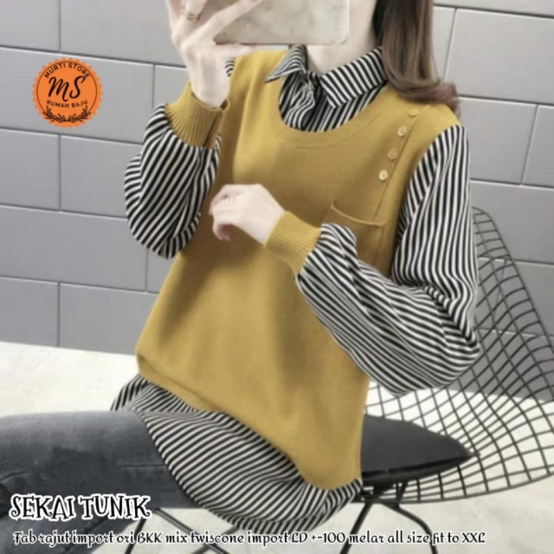 Sekai Tunik Wanita Dewasa Kekinian Bahan Rajut Premium || MS