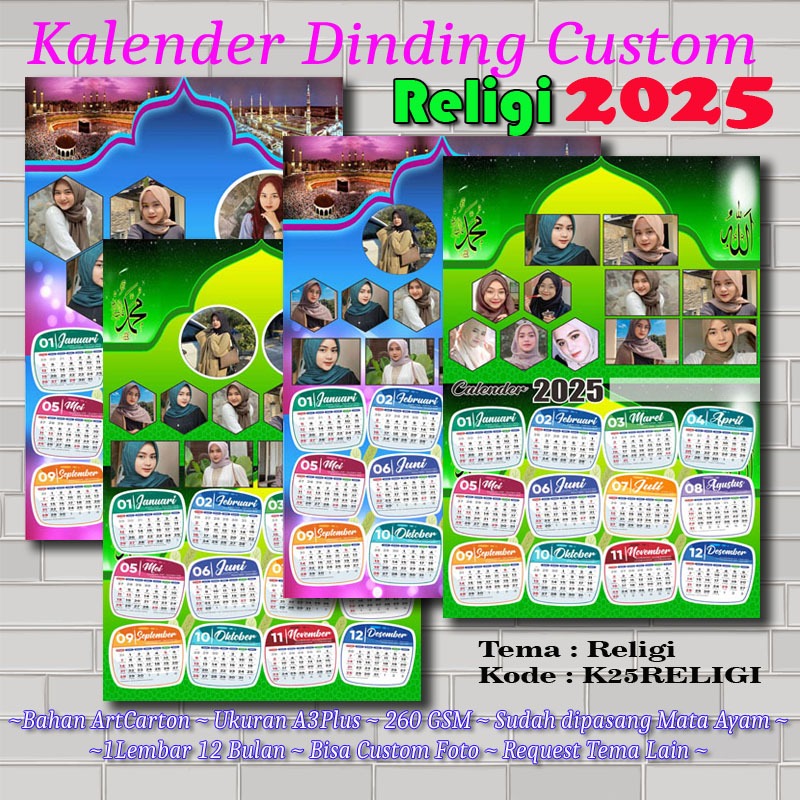 

Kalender Custom Foto 2025- Kalender Dinding 2025 - Religi
