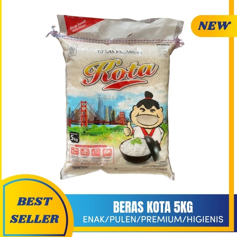 

BERAS KOTA KEMASAN 5KG KUALITAS PREMIUM MURAH/PUNEL/BERSIH/ENAK/ORIGINAL/PULEN/LEMBUT