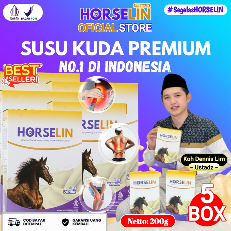 

HORSELIN Paket 5 Box Susu Kuda Liar Asli Sumbawa Premium Atasi Nyeri Sendi Tulang Original 200/300gr