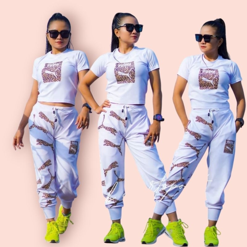 STELAN BAJU OLAHRAGA SXB SPORT LENGAN PENDEK CROP AND JOGGER // ZUMBA//FITNES//AEROBIK//GYM