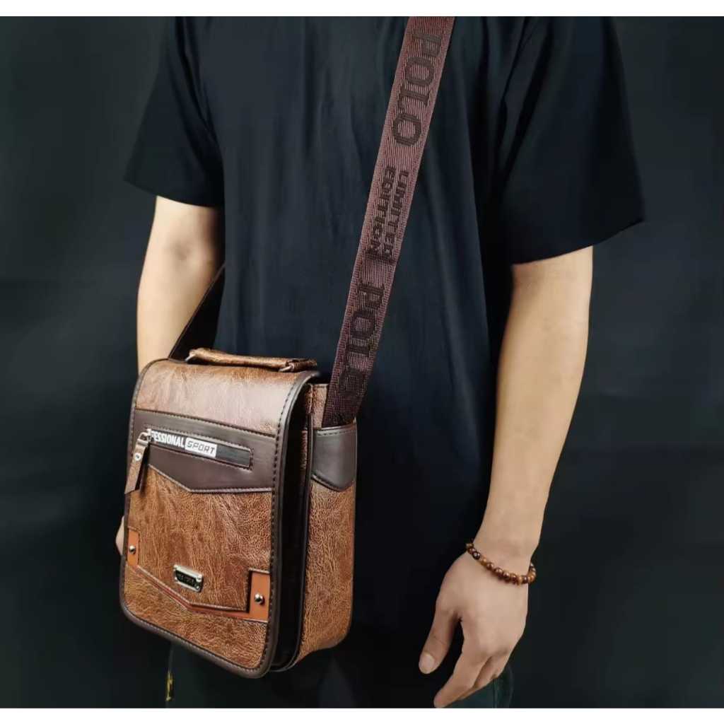 Tas selempang kulit pria polo amstar