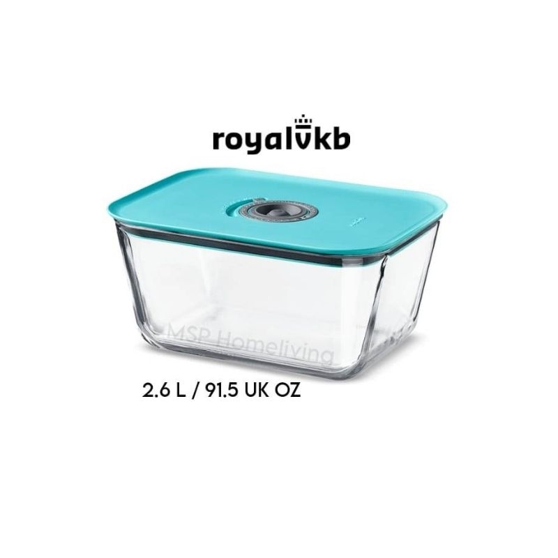 Wadah Kaca Tahan Panas dan Dingin Glass Food Container  Royal VKB 2.6L / Tempat Makan Kaca BPA Free 