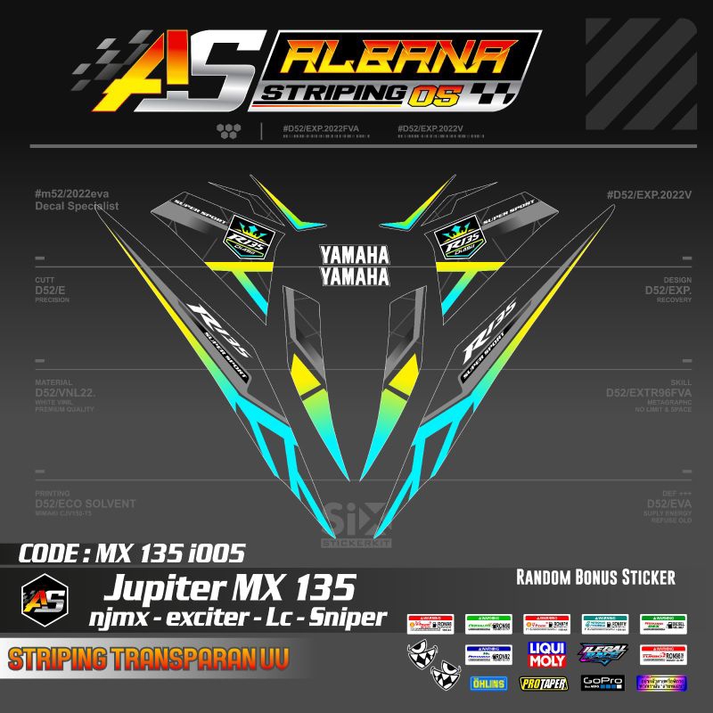 DEKAL STICKER TRANSPARAN YAMAHA 135 NEW /SNIPER 135/SNIPER 135/Y15ZR/STIKER JUPITER MX 135  NEW TRAN