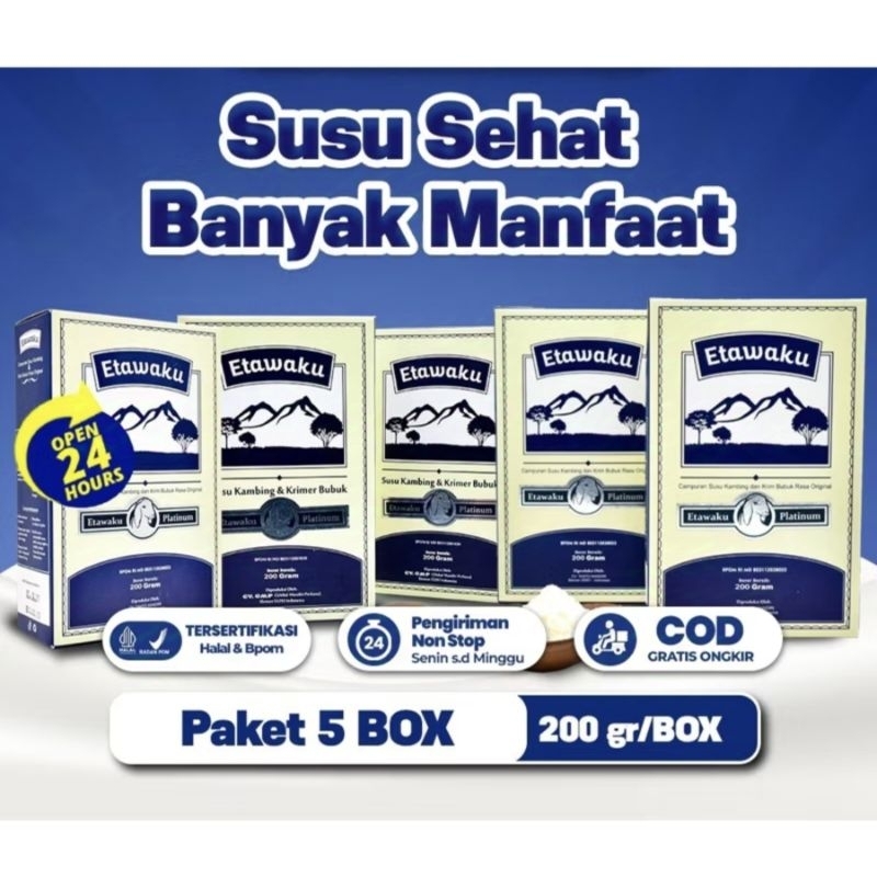 

Etawaku Platinum - Paket 5 Box Susu Kambing untuk Sendi & Tulang