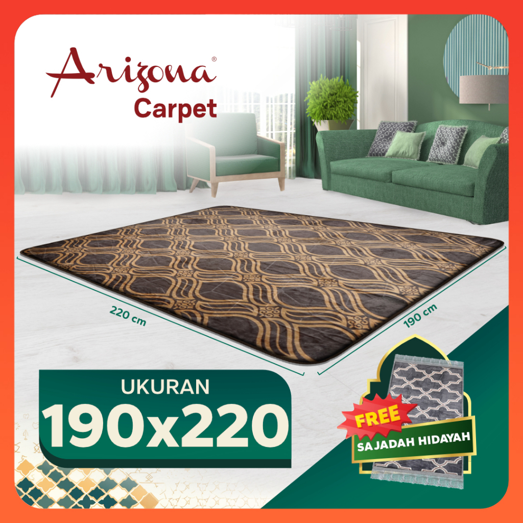 [190X220Cm] Free Sajadah Arizona Carpet Cosmo Love Karpet Busa Malaysia Arizona Motif Minimalis Anti