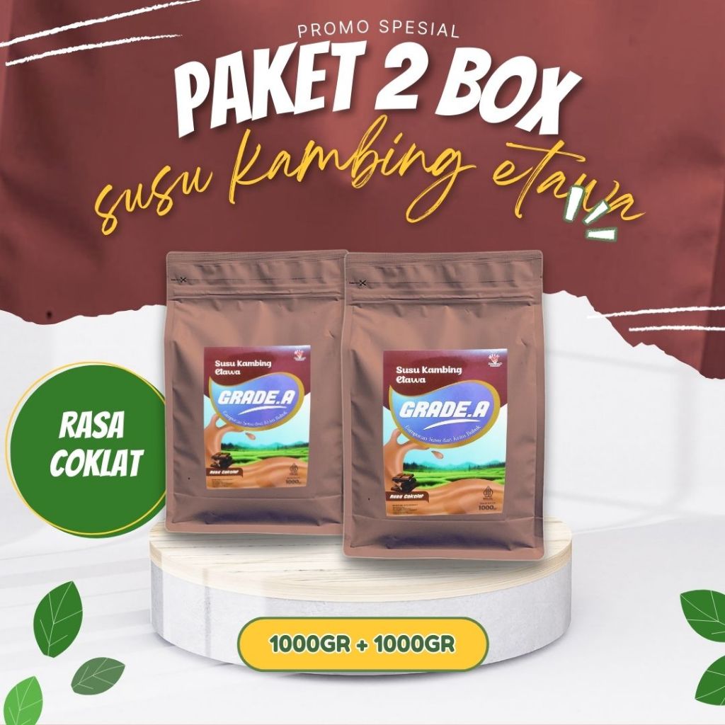 

SUSU KAMBING ETAWA BUBUK GRADE A RASA COKLAT KEMASAN 1KG UNTUK MENGUATKAN TULANG DAN SENDI