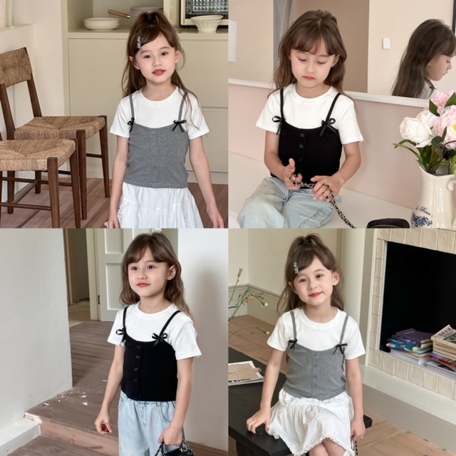 [YY]Baju Atasan Anak Perempuan Crop Top Anak Perempuan Pita Korea Style007