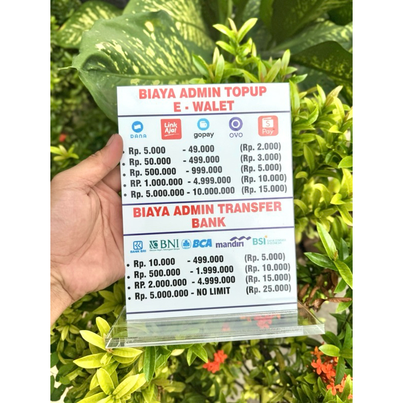 

BISA CUSTOM / DIRUBAH BIAYA ADMIN TRANSAKSI AKRILIK MEJA UKURAN 15x20 BAHAN KUAT DAN TEBAL