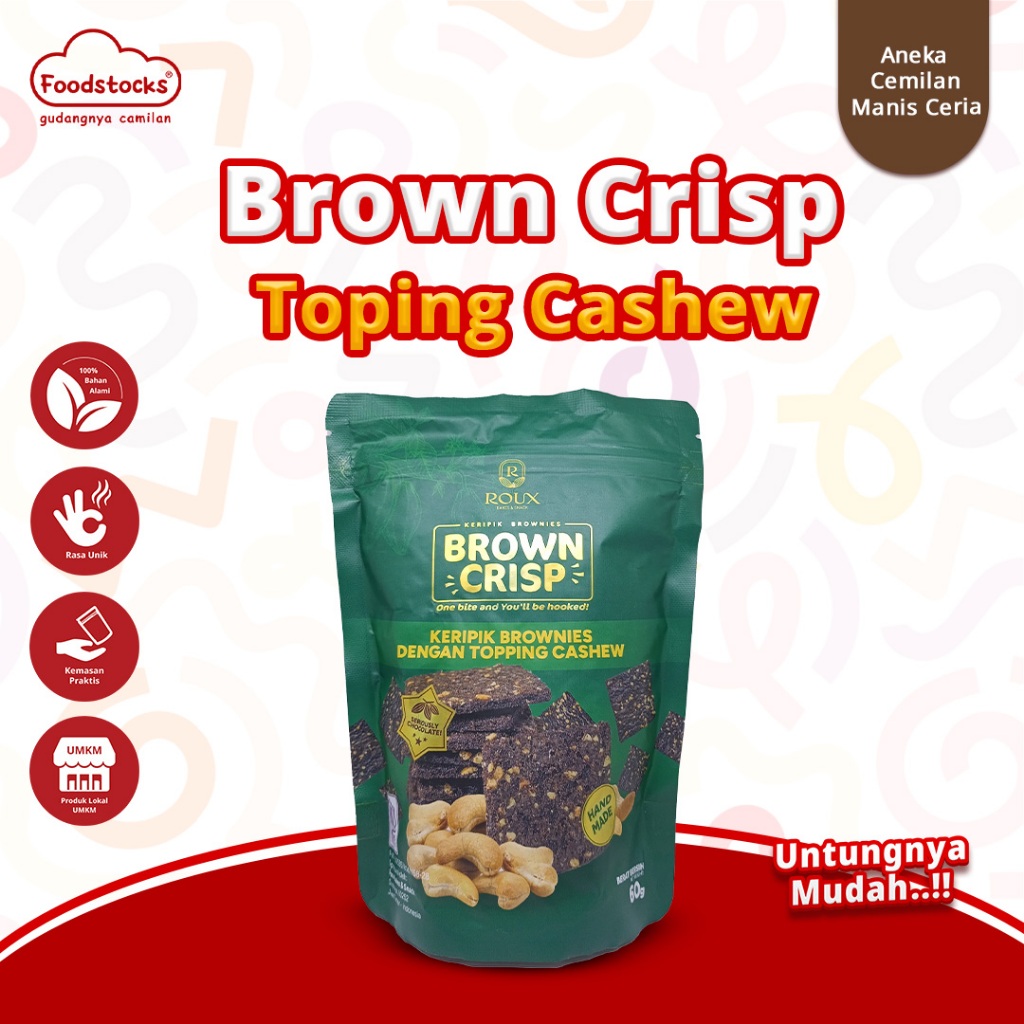 

Roux Brown Crisp Brownies Crispy Kering Cashew Mete 60g Keripik Brownis Enak Renyah Nyoklat