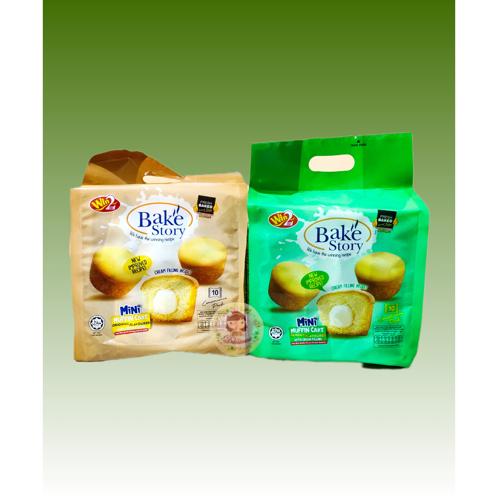 

.Snack import | Win2 bake story mini muffin cake original, pandan ( ds bgr )