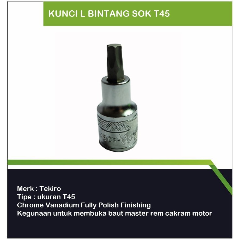 Kunci L Bintang Sok Tekiro T45 / Mata Sok L Bintang/kunci otomotif
