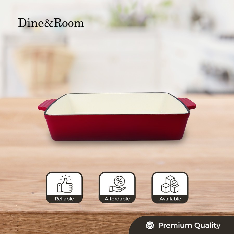 ENAMEL CAST IRON RECTANGLE COOKING PAN / CAST IRON PAN / WAJAN