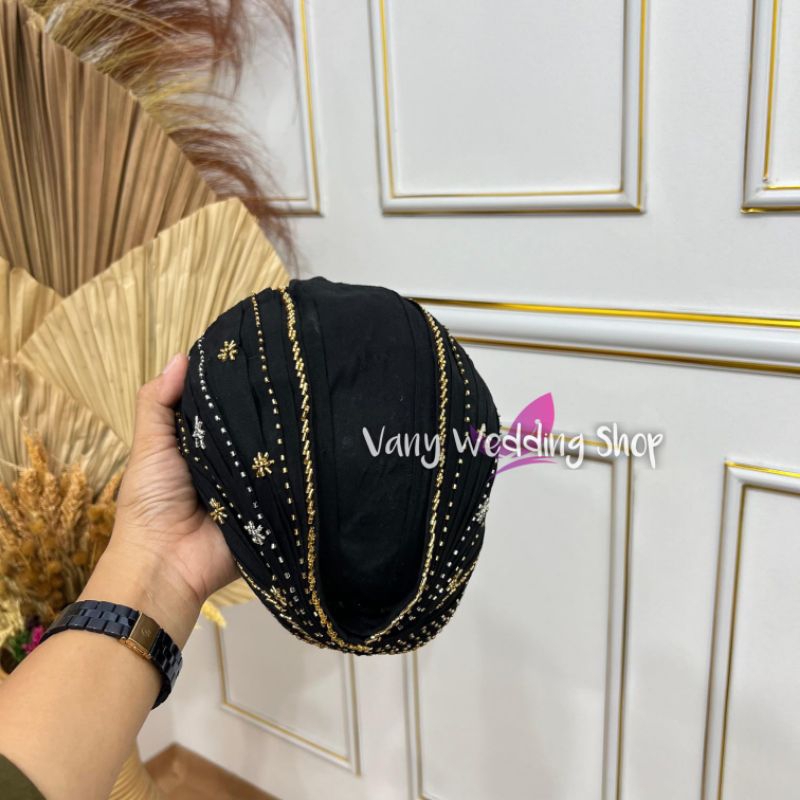 Blangkon Pengantin Payet - JOGJA | Warna Hitam Putih