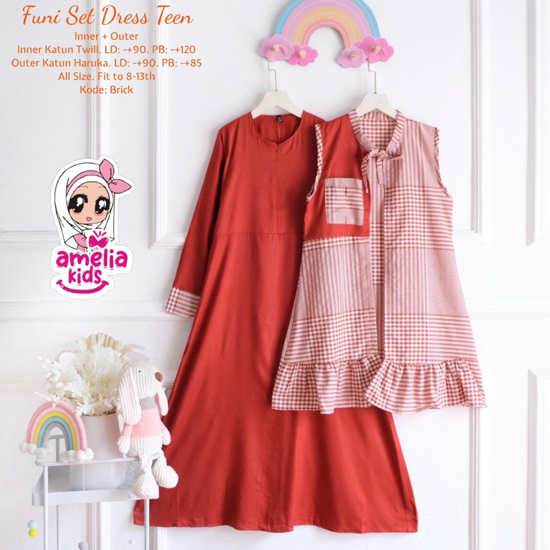Setelan Gamis Anak Remaja Tanggung Usia 8 Sampai 14 Tahun Funi Set Dress Teen Gamis Anak Model Terba