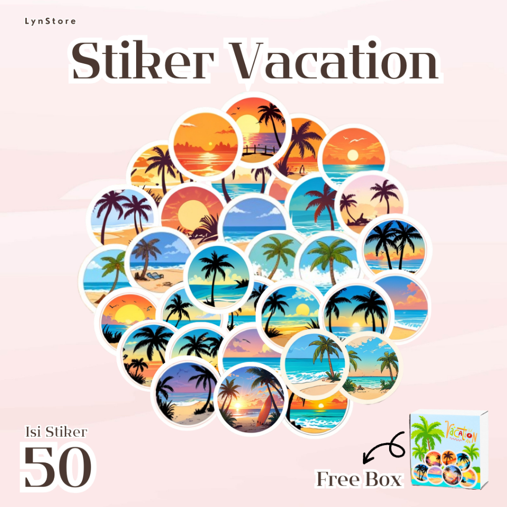 

(LS_S002) 50 Pcs Stiker Box Vacation Collection | Sticker DIY Scrapbook | Stiker Lucu Kotak