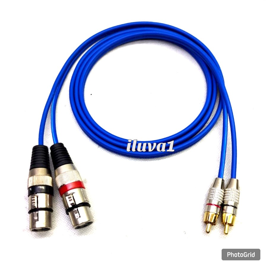 Kabel kitani biru jack rca to xlr female / xlr female to rca satu pasang