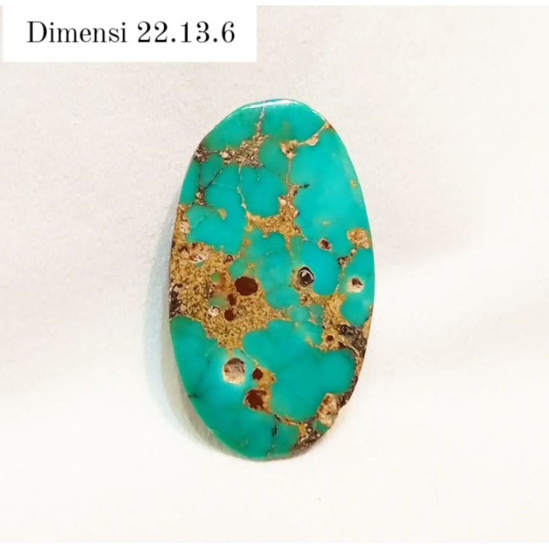 Original Batu Pirus Persia Hijau Toska Serat Emas