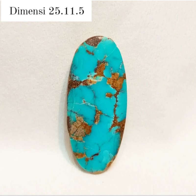 Original Batu Pirus Persia Biru Toska Urat Emas