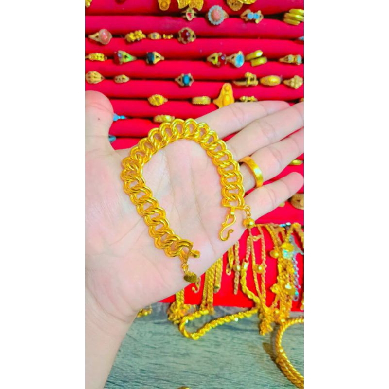 gelang sisik naga emas balut kristal 24 k besar