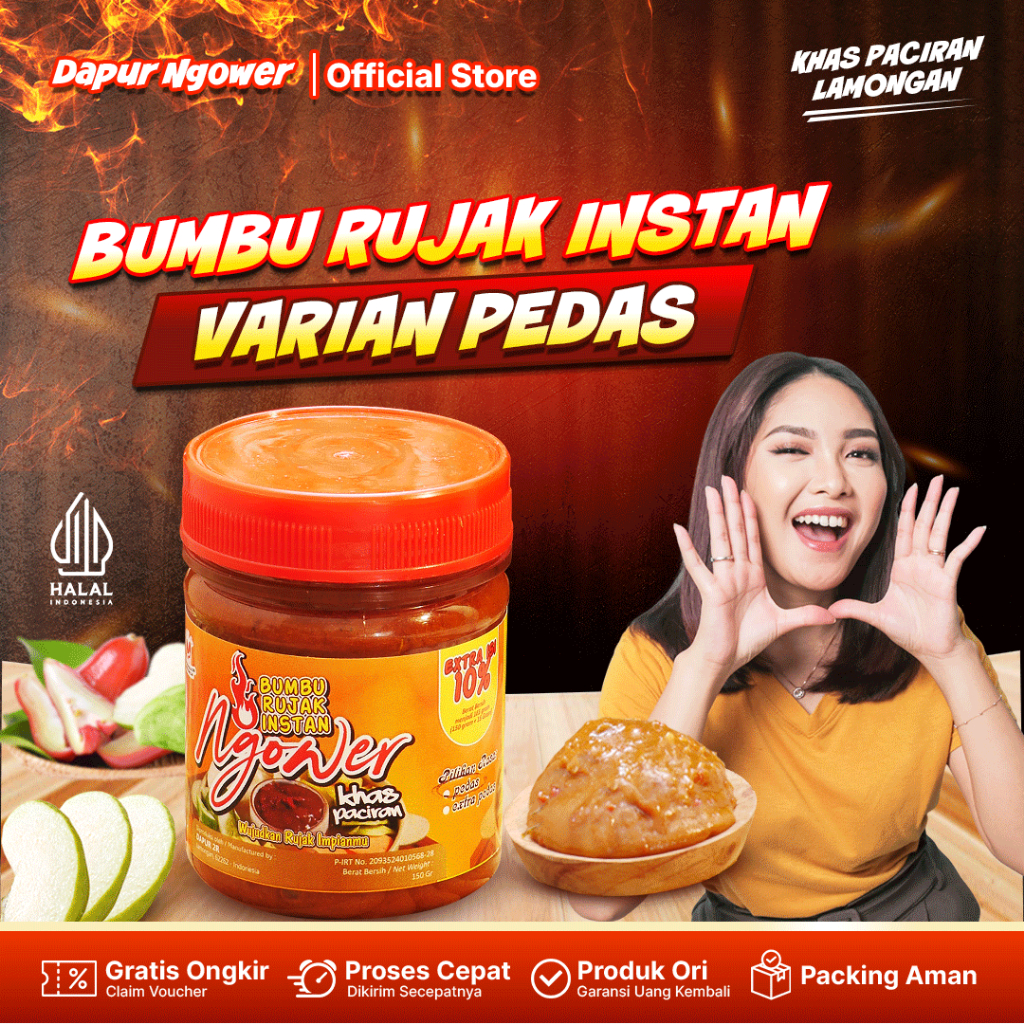 

Dapur Ngower Bumbu Rujak Pedas Khas Lamongan - Sambal Rujak Buah Pedas Manis Rujak Terasi Petis