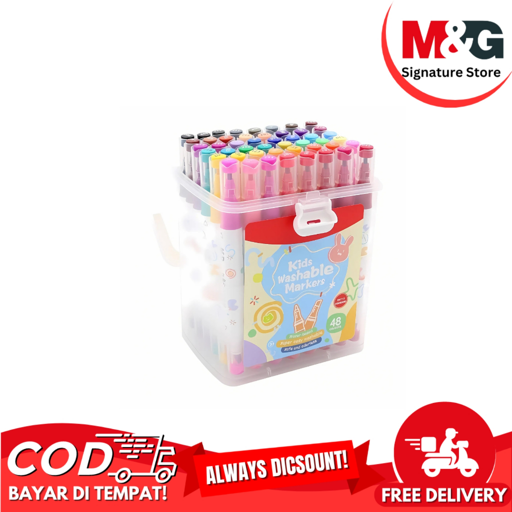 

Spidol Warna M&G Easy Washable Marker Pen 48 Colors #APMT3414 - Original M&G