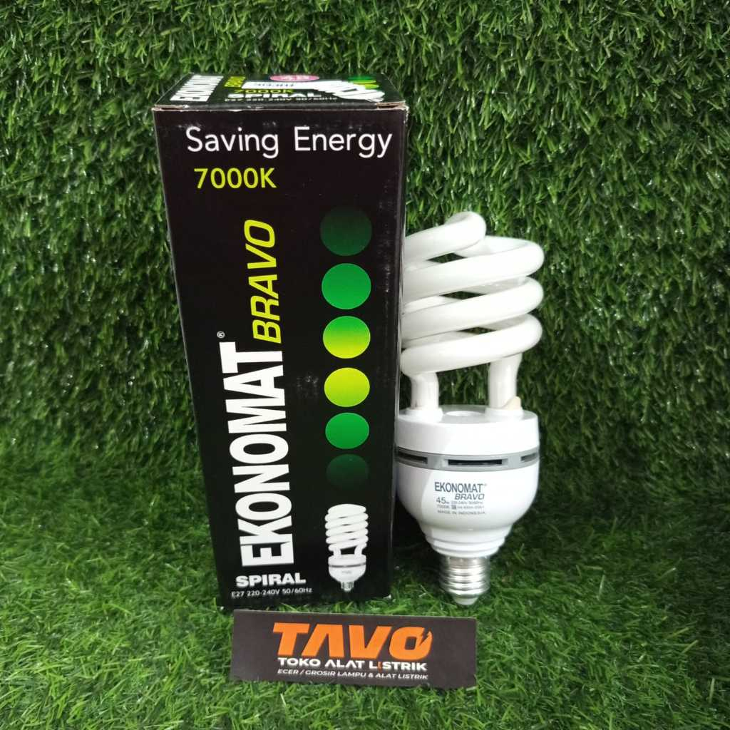 Lampu Ekonomat Bravo Edition Spiral Model 7000K Putih 45W E27