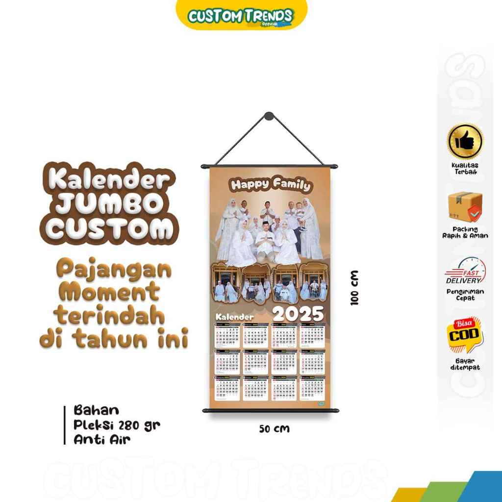 

Kalender Dinding 2025 Jumbo Custom Nama + Foto Keluarga Desain Modern Pajang Moment Fotomu dan Kerluargamu/Sahabatmu/Temanmu Di Tahun Ini