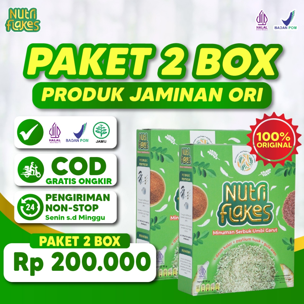 

[BIG SALE 2 BOX] | NUTRIFLAKES UMBI GARUT ASAM LAMBUNG SEREAL DIET