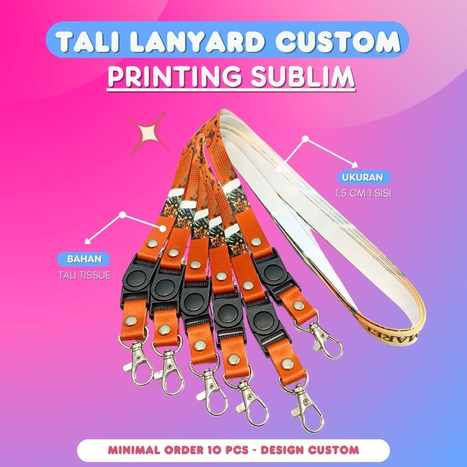

TALI LANYARD CUSTOM SATUAN 1,5CM 1SISI/LANYARD SUBLIM/TALI LANYARD IDCARD/CETAK LANYARD CUSTOM