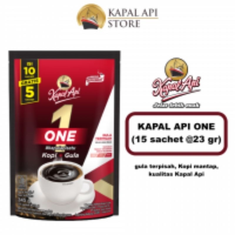 

Kapal Api One Kopi + Gula Terpisah ( 15 sachet 23gr )