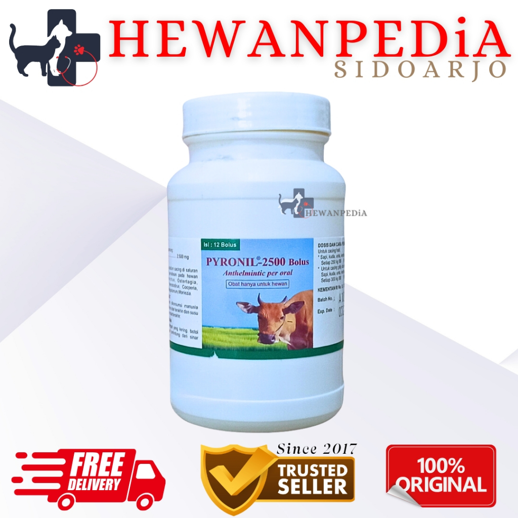 PYRONIL 2500 mg 1 BOLUS - Obat Cacing Paru Hati Pencernaan Hewan Kambing Domba Babi Sapi Kuda Kerbau
