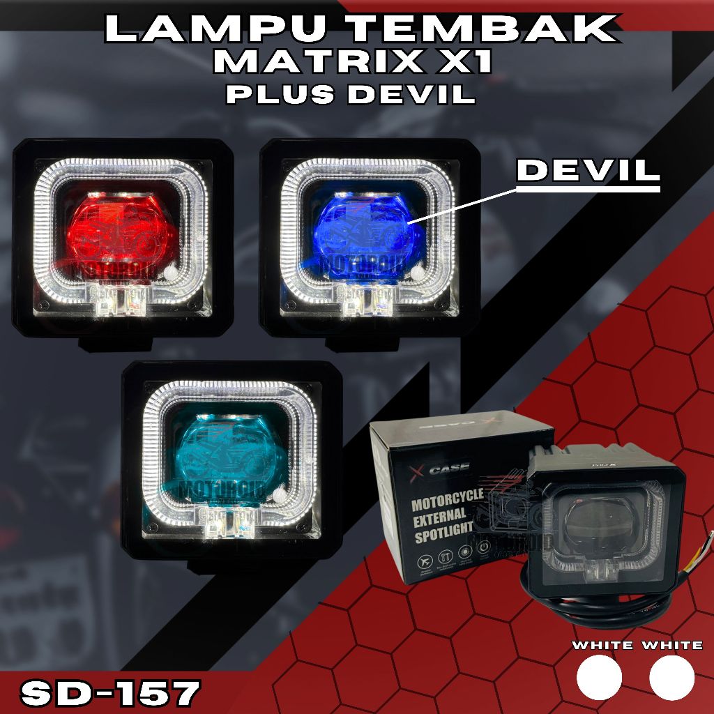 Lampu Tembak Led Biled Matrix X1 Plus Devil Shroud Kotak Cut Off Putih Putih Universal Motor Mobil