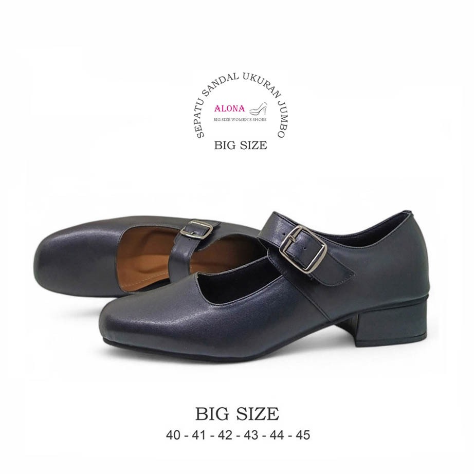 Alona Shoes - Bertha | Sepatu Pantofel Paskibra Wanita Ukuran Jumbo Big Size 41 42 43 44 45