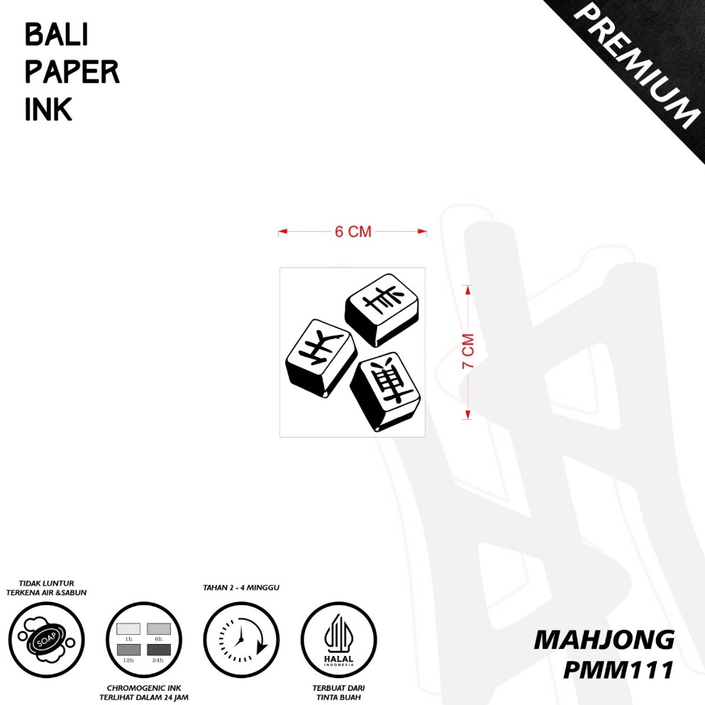 KODE S46A Tato Mahjong PMM111  Premium Temporary Tatto  By Bali Paper Ink