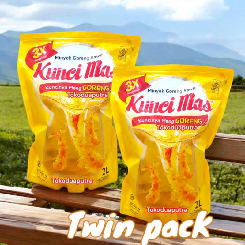 

Minyak Goreng Kunci mas 2 liter X 2 pouch ( Twin pack ) / minyak goreng sawit kunci mas 2 liter X 2 pouch