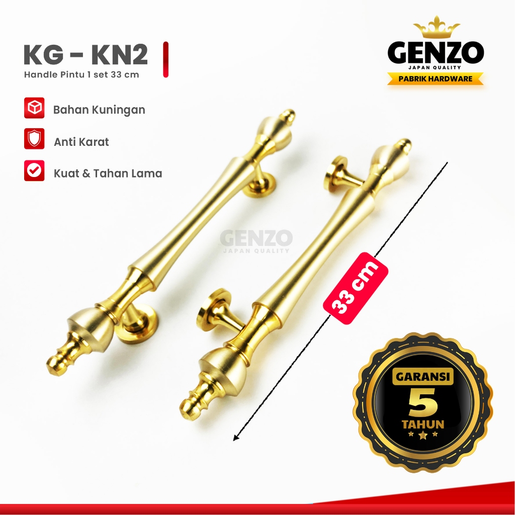 GENZO Handle Pintu Rumah Minimalis Bahan Kuningan 33 cm Elegan Clasic Modern Kupu Tarung Gold