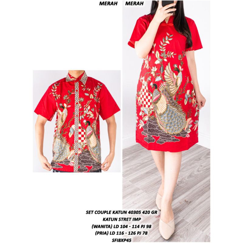 Ds 40305 Couple imlek dress kemeja katun stretch import