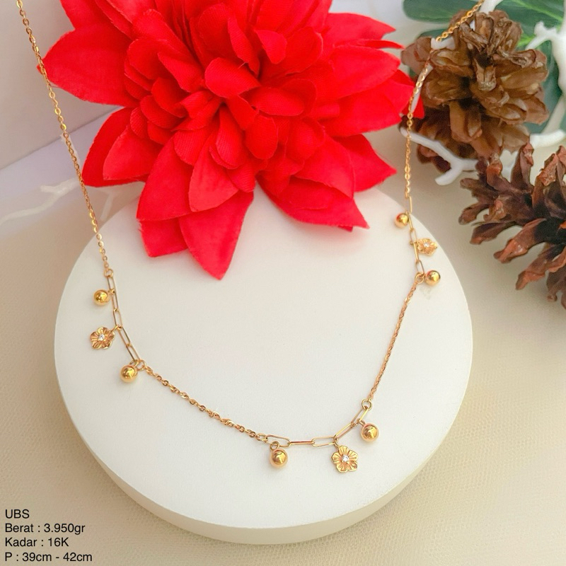 Perhiasan Kalung Emas Rumbai Bunga dan Boba Millie Molly UBS 16k/700